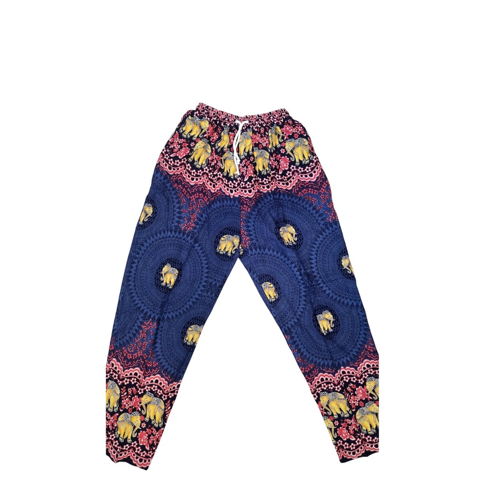 Kathmandu Imports Navy Elephant Print Boho Harem Pants TH-1027 NEW
